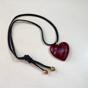 Baccarat Red Crystal Heart Necklace on Black Rope